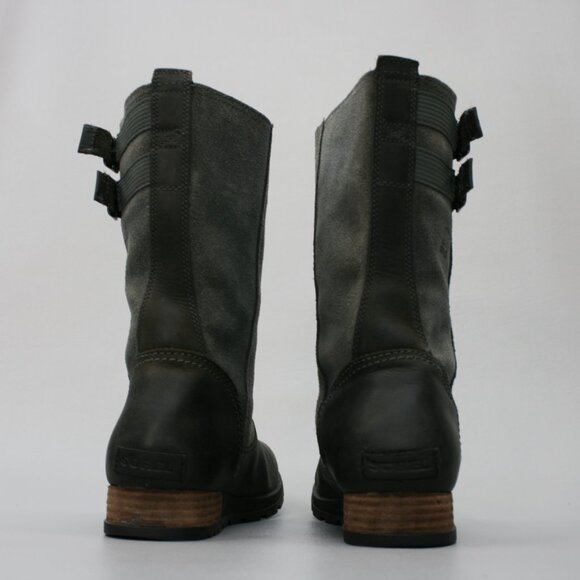 Sorel Ladies 10.5 Major Pull-on 2-Buckle Gray Leather Suede Boots - NL2166-028 - Picture 3 of 12